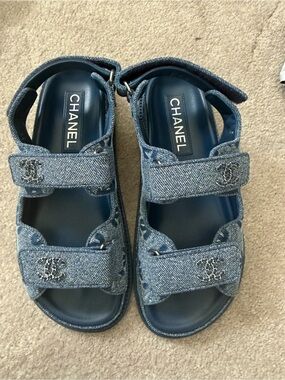 CHANEL Denim Blue Kids Sandals